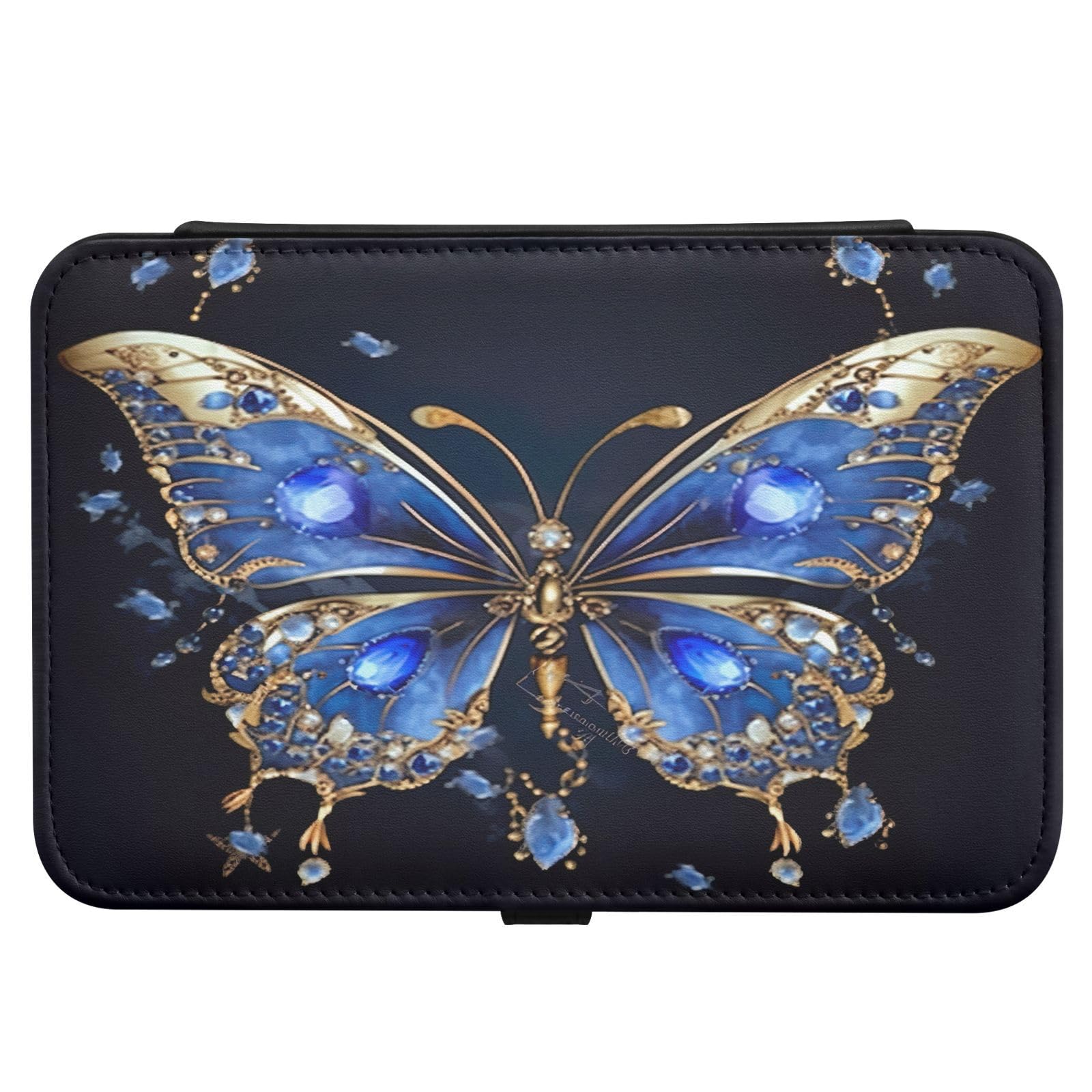 Haskirky Gold Butterfly Jewelry Box Portable PU Leather Travel Jewelry Organize for Women Jewelry Storage Display Holder for Ring, Necklace, Earring