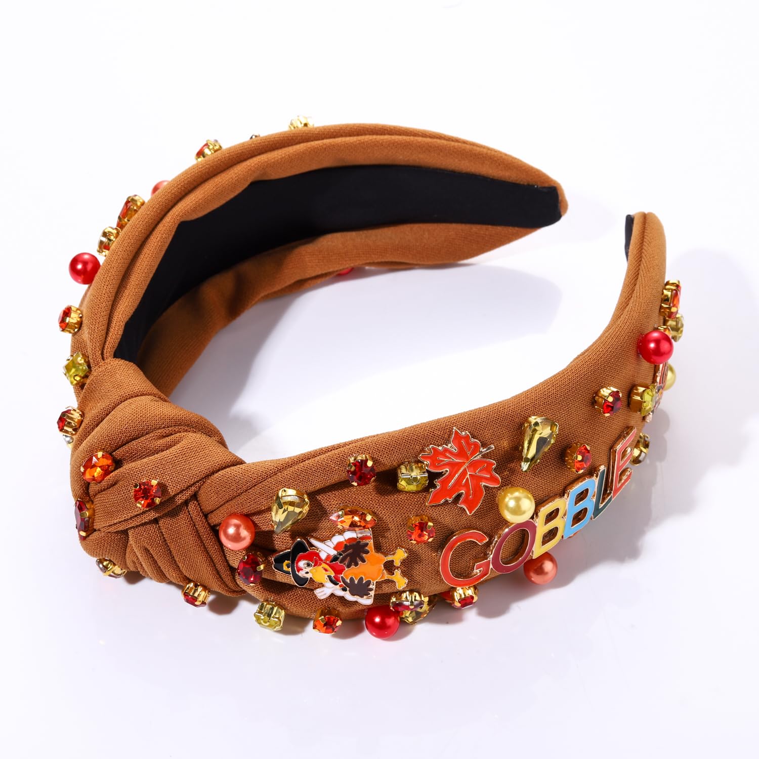 Beaded Turkey Fall Pearl Rhinestone Knotted Thanksgiving Headband for Women\'s Amazon.com : Thanksgiving Headband for Women Beaded Turkey  main image 2