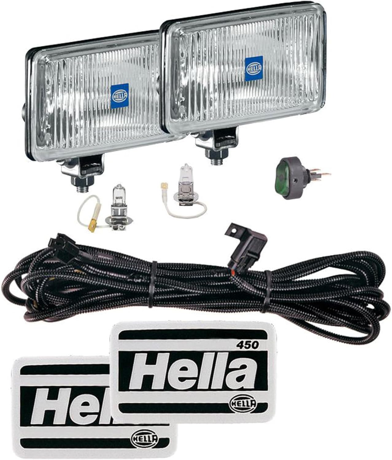 HELLA 450 Driving Light Kit H3 12V 55W ECE/SAE - Compact High-Performance Auxiliary Lights for Off-Road & Night Driving