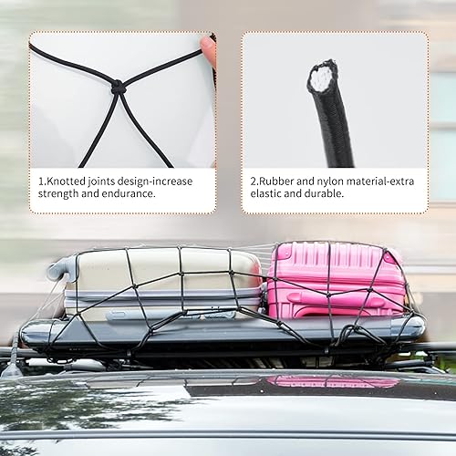 Miniatura 4 de DEDC Red de carga de 4 x 6 pies para camioneta pickup que se estira hasta 12 x 18 pies, red de carga universal para remolque de 4 x 4 pulgadas, red