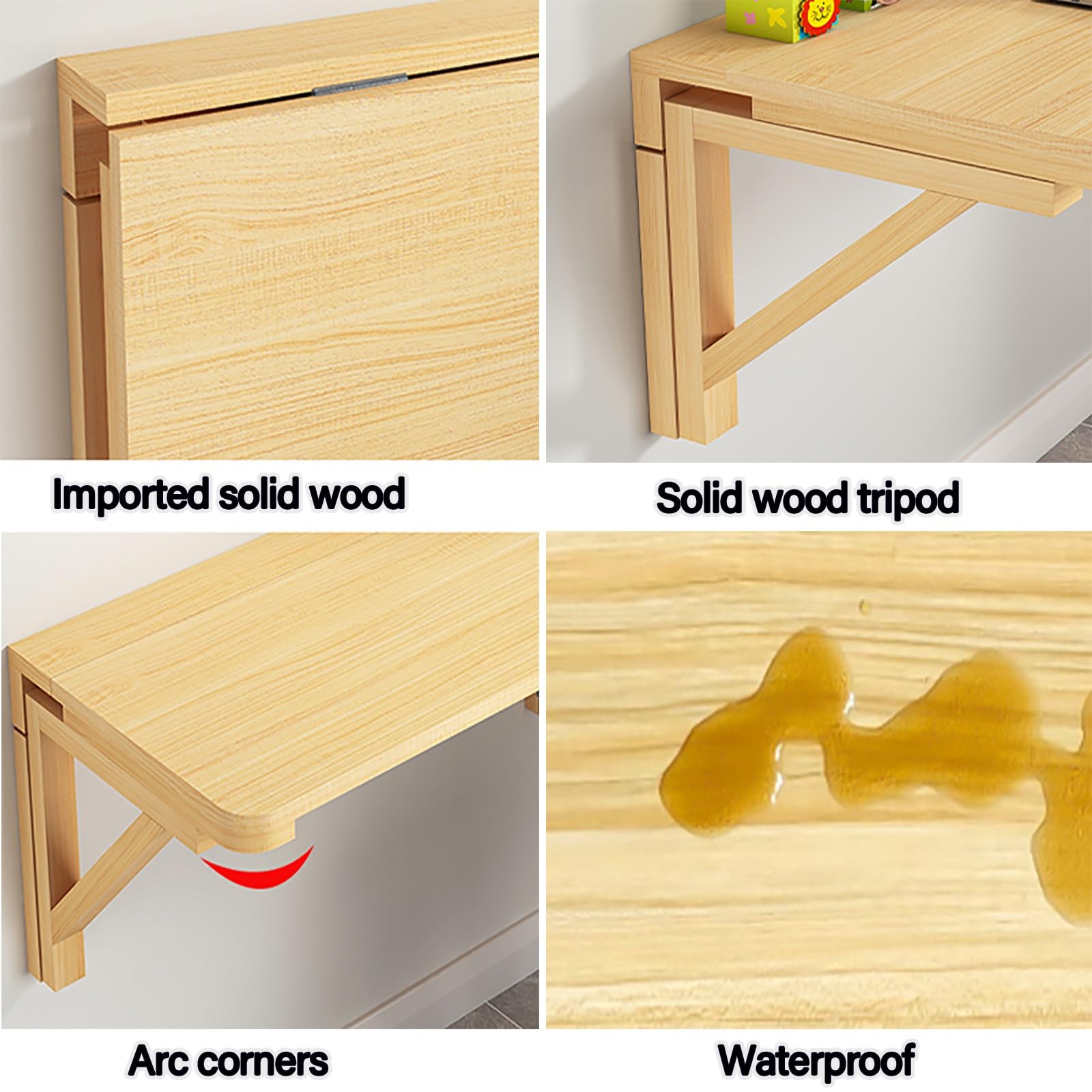Table Murale Pliante compacte et modulable (80 x 50 cm) – idéale pour Le Salon et Le Bureau.