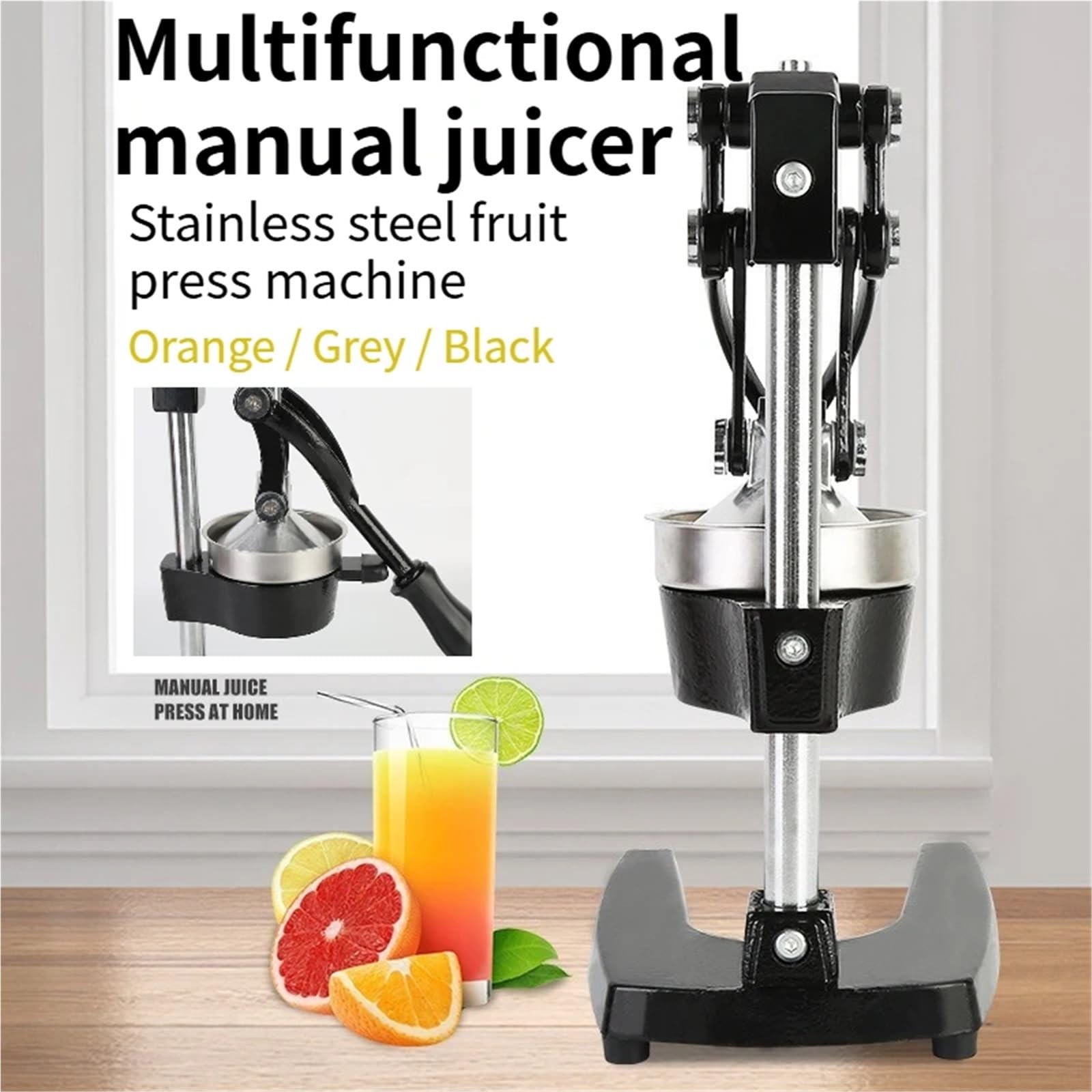 Esprimidores Manual Exprimidor manual de cocina doméstico multifuncional hierro fundido. Desmontaje rápido. Fácil limpiar(Orange)