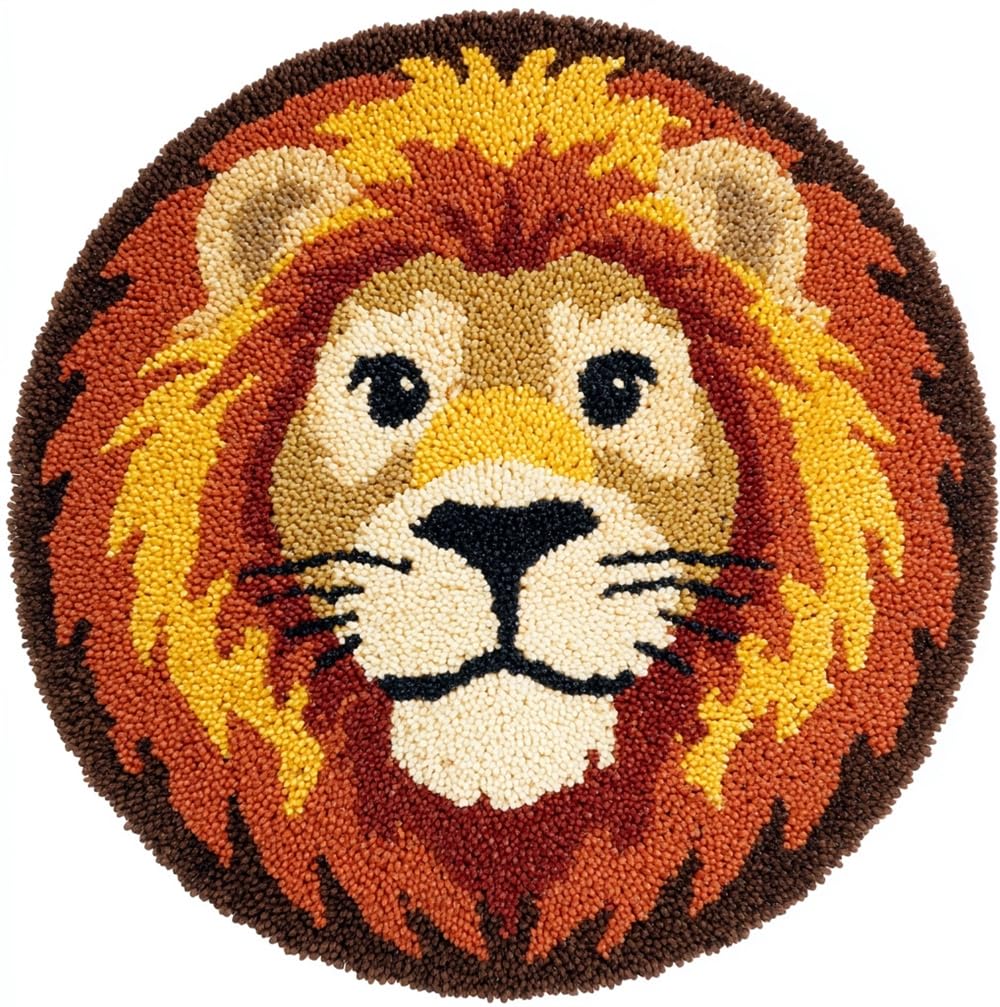 kitphoenix DIY Cushion Carpet Floor Mat Rug Wild Lion Head Brown