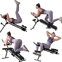 BODY RHYTHM Foldable Ab Workout Machine with LCD Monitor - Sit-Up Bench for Home Gym, Legs, Abs & Full Body Exercises