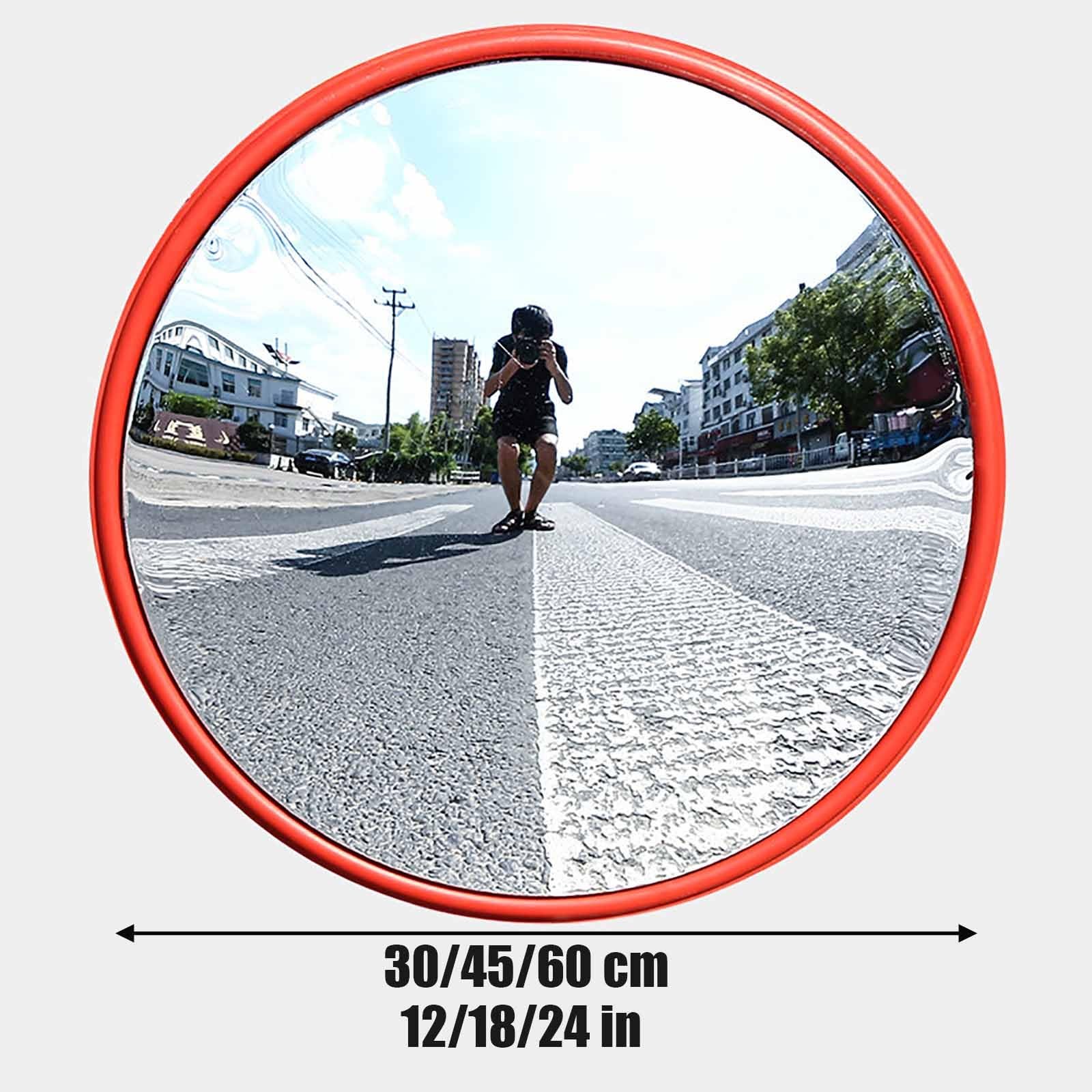 30/45/60 cm Espejo de Tráfico Convexo, PC Irrompible de Montaje en Pared con Ángulo Ajustable, Espejo de Seguridad para Garaje, Entrada de Vehículos y Aparcamiento(Black,60cm/24in)