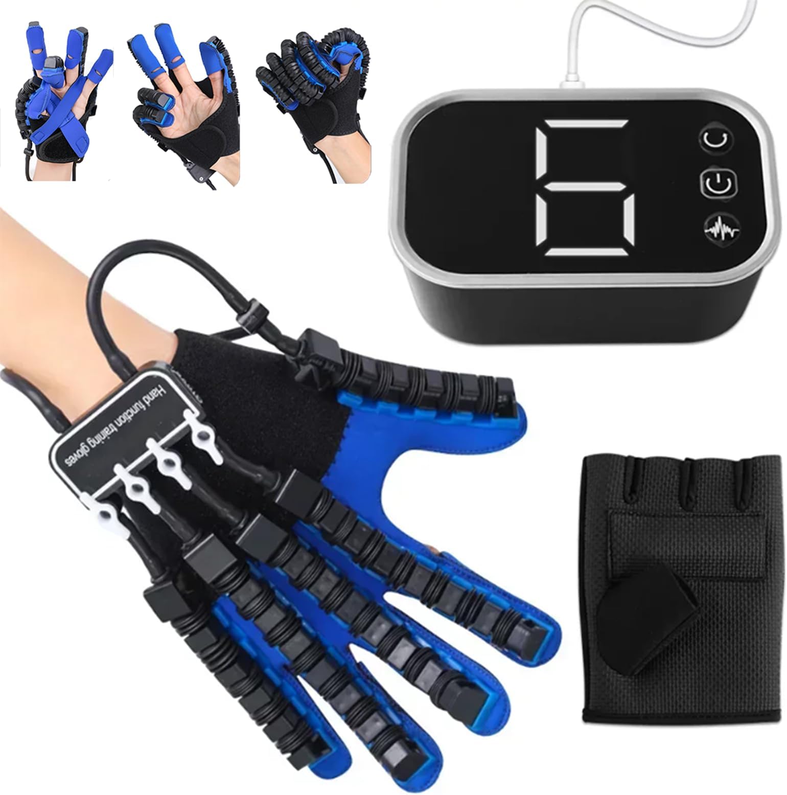 Upgraded Rehabilitation Robot Glove Hand Device Finger Training Massage Gloves Stroke Hemiplegia Rehabilitation Hand Function Recovery, Adjustable Strength RightS