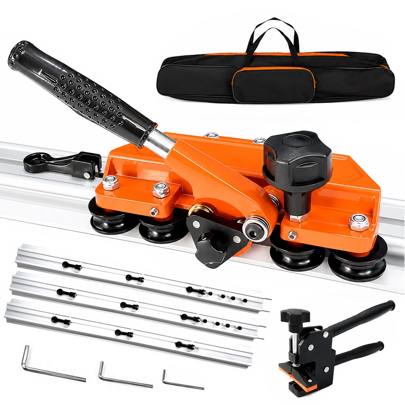 Large Manual Tile Cutter,Cuts up to 4.7" Thick Ceramic & Porcelain Tiles,7 Wheel 3 Cutters,Format Tile Cutting Tool with Track, Suction Cups, Pliers & Carrying Bag (3m)