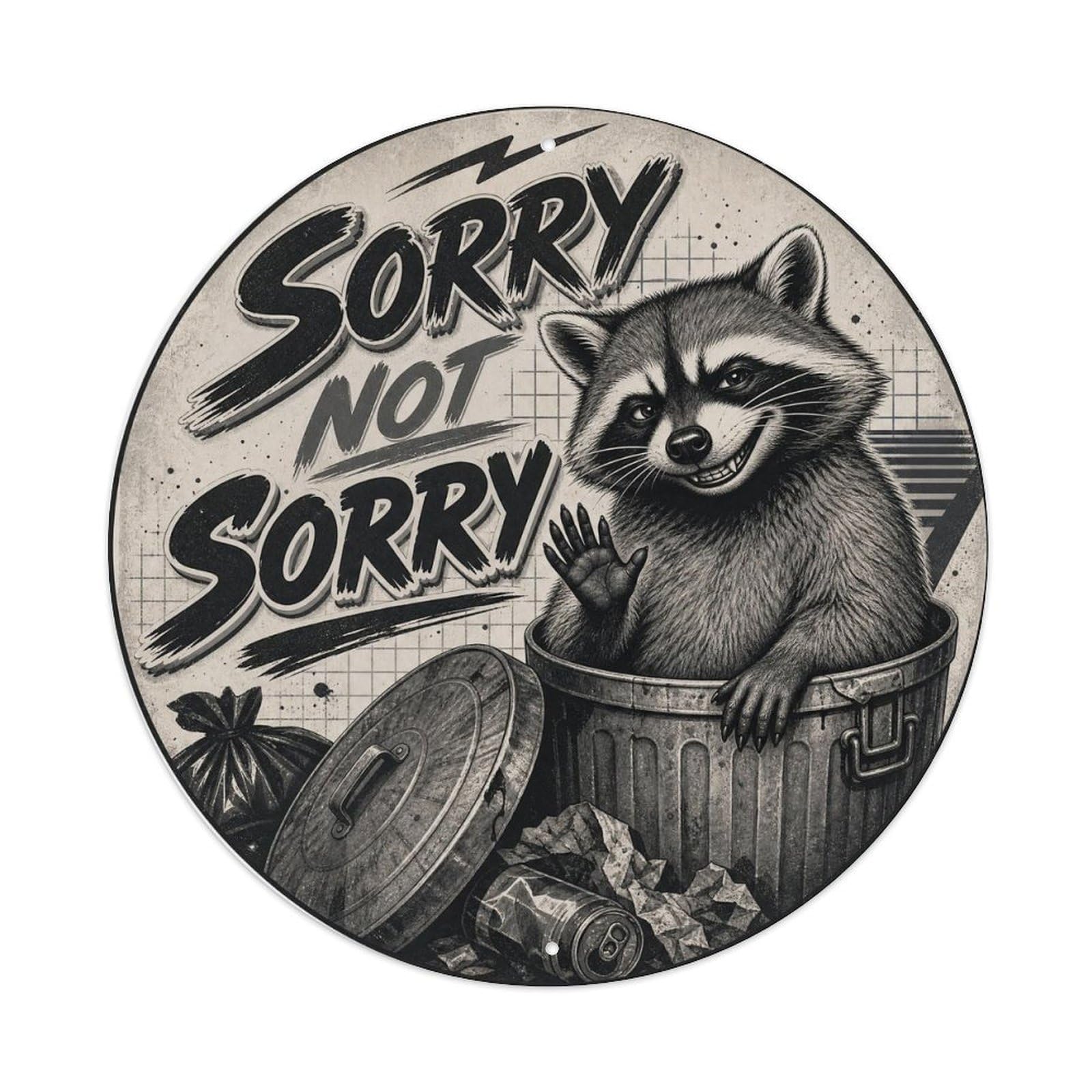 Okngb Style Raccoon Sassy Humor Quirky Animal Sticker Vintage Metal Tin Sign Plaque Wall Decor For Cafe, Man Cave, Club Bar, Office, Home Garden Round Metal Poster 8X8inch