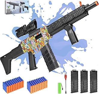 Realistic Sniper Rifle Toy Guns for Nerf Guns Bullets, Electric Foam Blaster Toy Set with Scope, 100 Soft Darts and 3 Magazines, Kids Semi Automatic Machine Toy Gun for Boys 8-12 Old