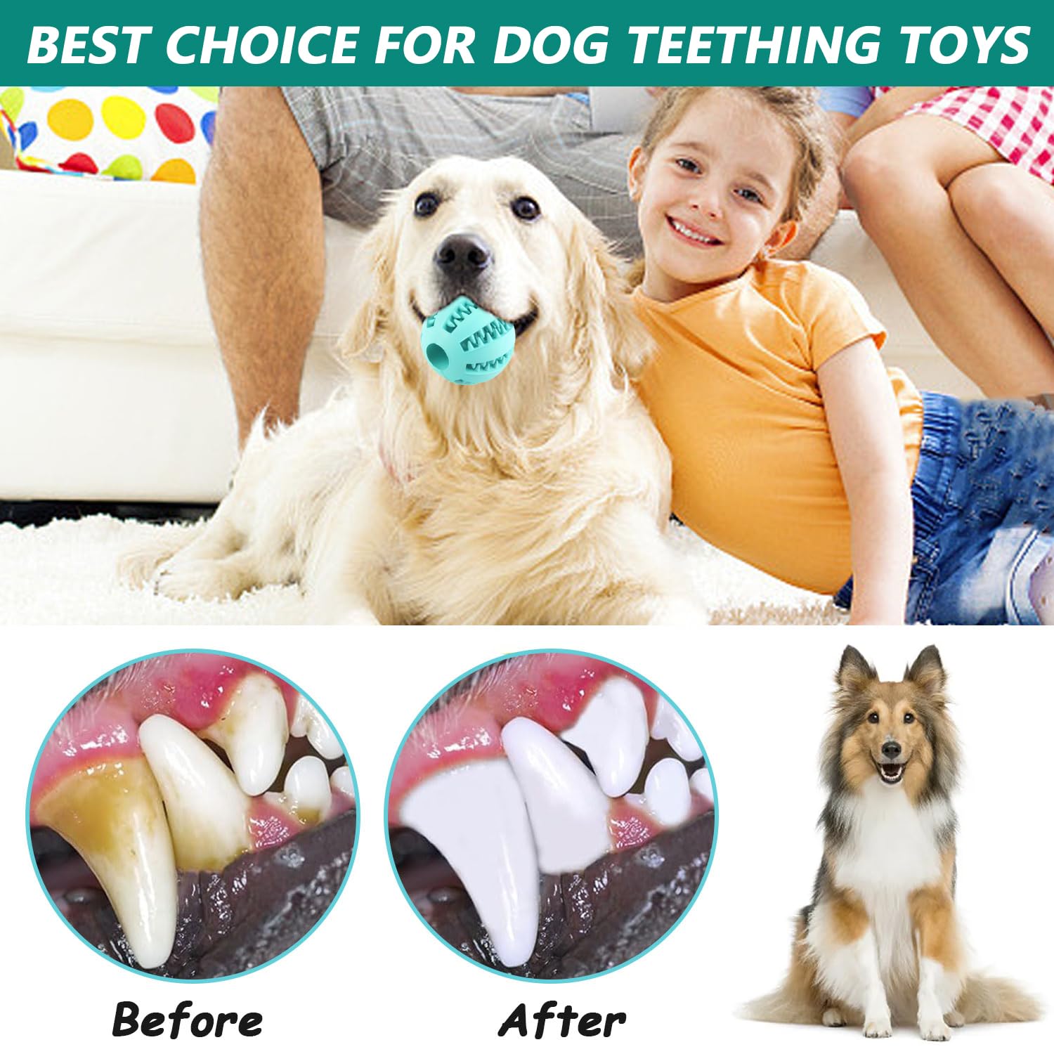 hzbaiyi 2 Pcs Pets Dog Treat Toy Ball Dog Puzzle Toy Interactive Toys for Boredom Teeth Cleaning Chew Toys for Pet Puppies And Cats Interactive Toy Ball Relieve Anxiety and Boredom (Blue + Green) - Image 3