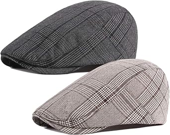 2 Pack Mens Cotton Flat Cap Ivy Gatsby Newsboy Hat