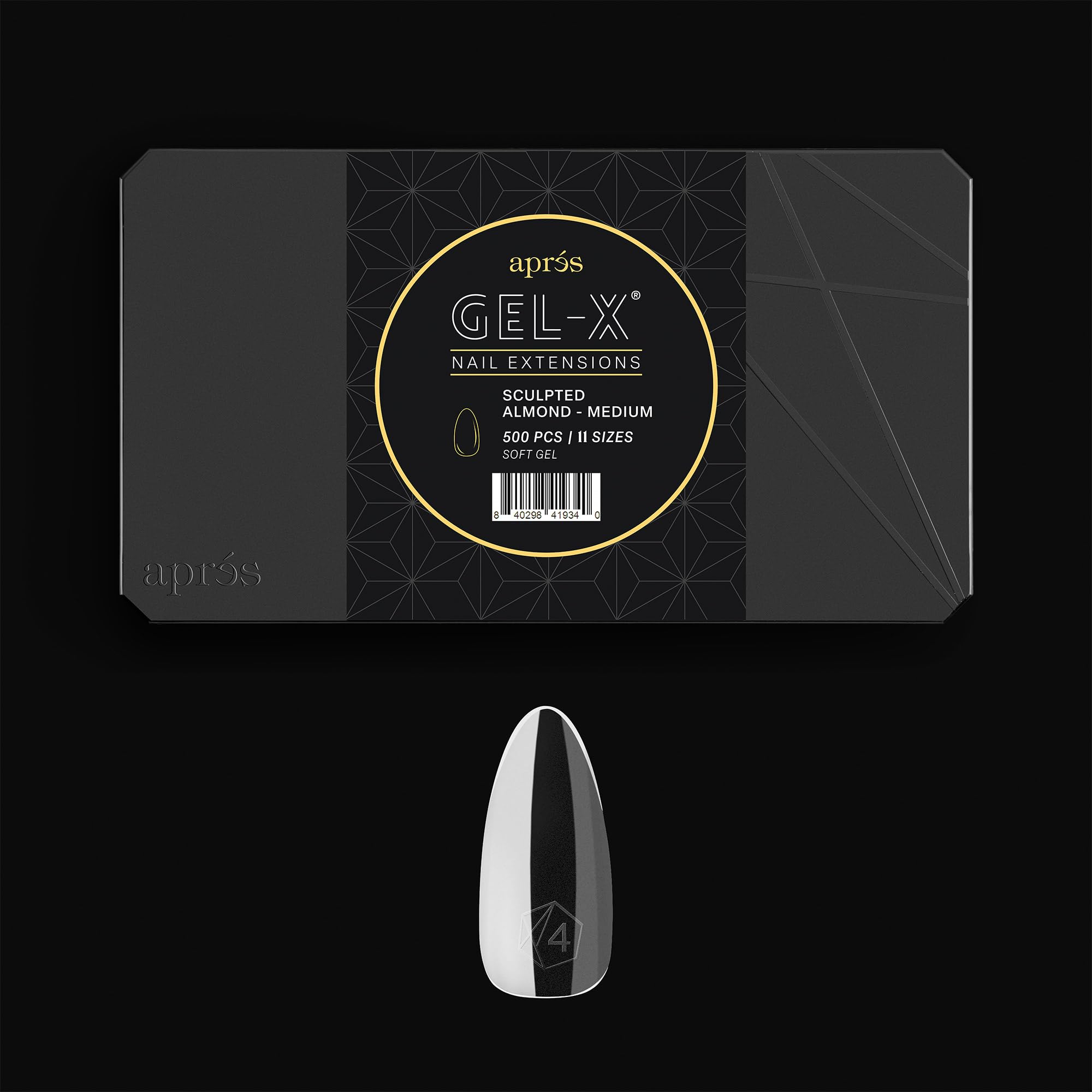 Aprés Gel-X® Tip Box | Sculpted Almond | 500pc Soft Gel Tips, 11 Sizes 00-9, Premium Quality (Sculpted Almond Medium, 500 pcs)