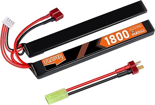 Crazepony Batería Airsoft de 11.1 V recargable 3S LiPo 1800mAh 30C Nunchuck Split Pack Batería con Deans T Plug a Mini Tamiya Cable para Airsoft