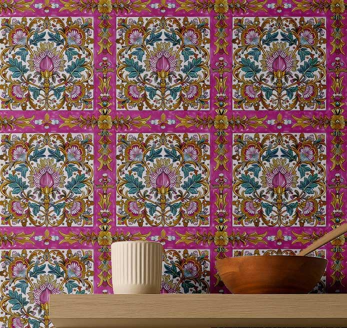Papier peint autocollant floral rose amovible pour mur de chambre