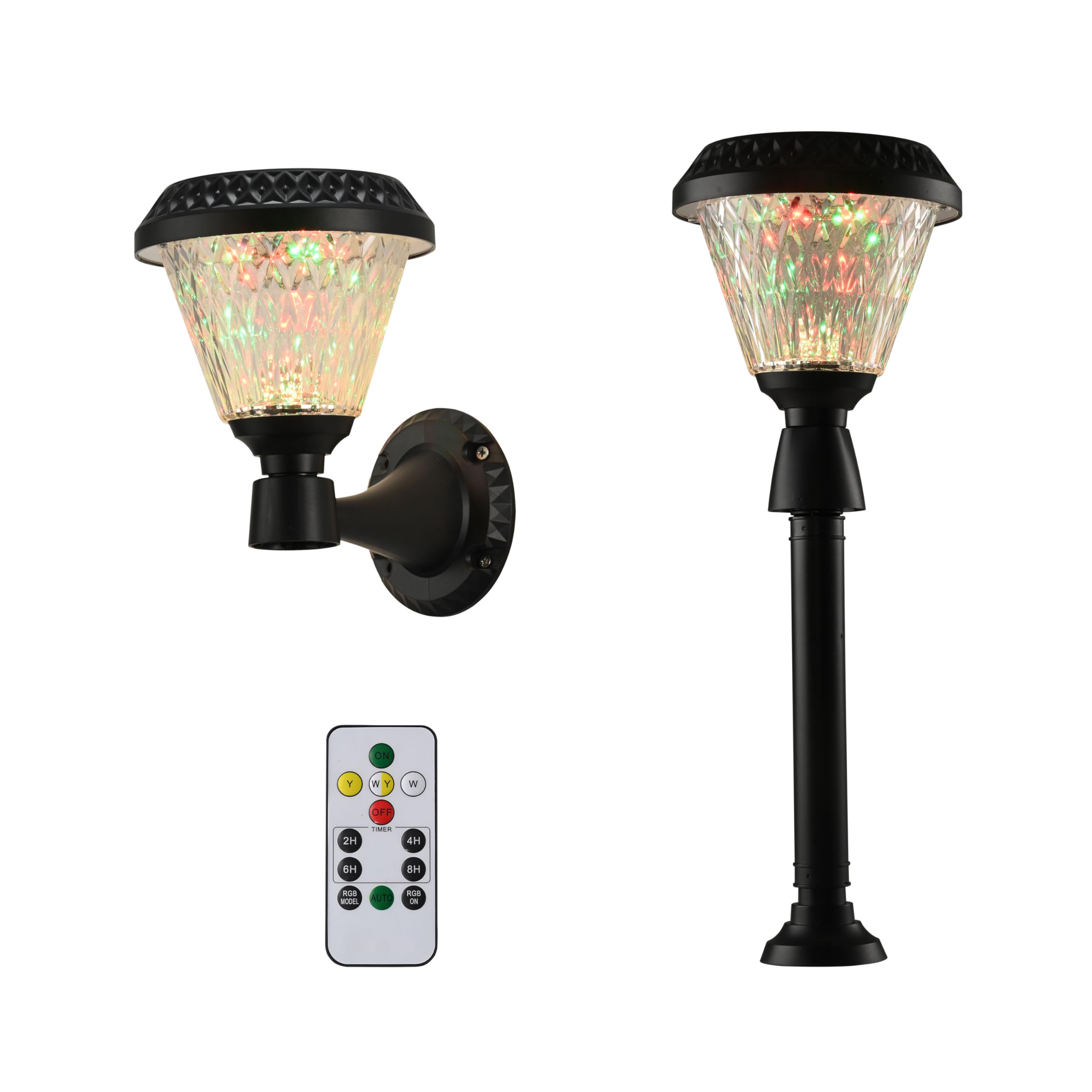 TEKLED Garden Solar Wall Light Pier Mount Light Bollard Light 3 in 1, Black, Crystal
