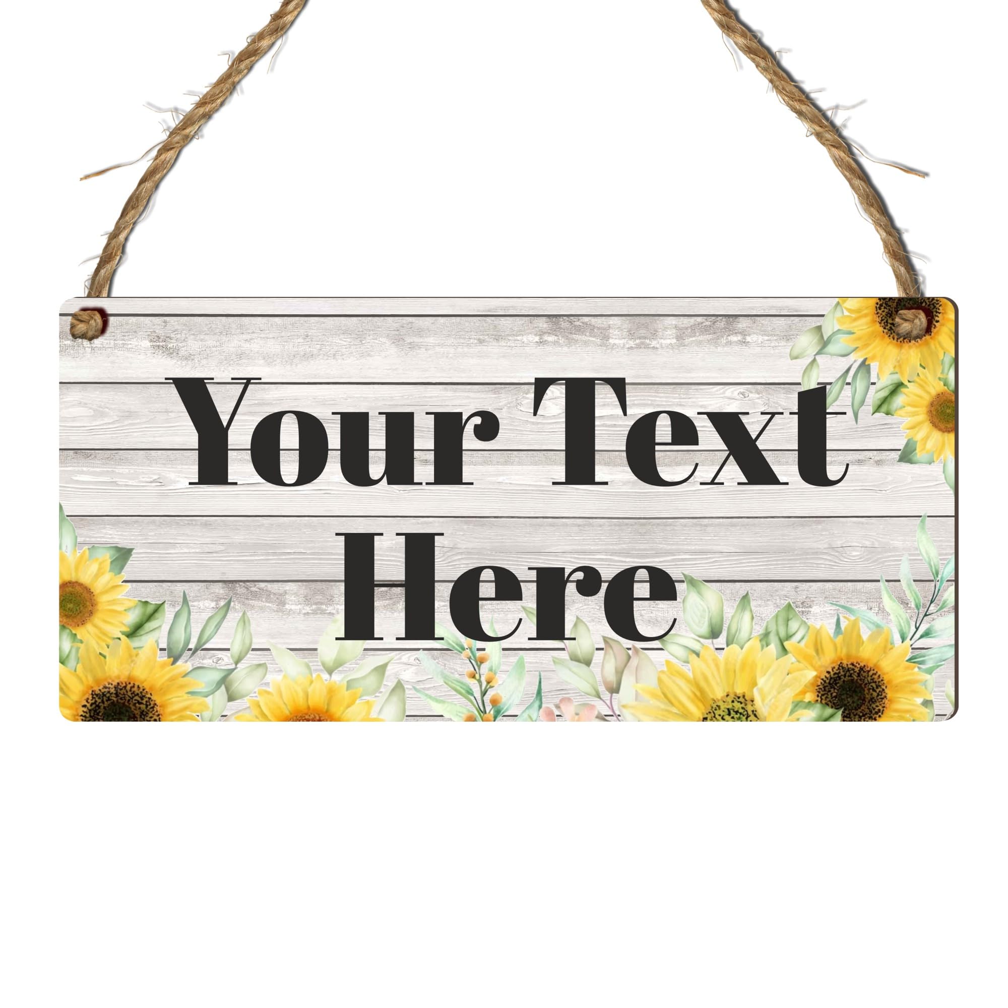 Personalised Hanging House Sign - Gift for Christmas, Anniversary, Wedding, Birthday, Father's Day - Couple Garden Sign - 10 Designs (Mdf Wood Indoor Use Only 19cm x 9cm, Sunflower Design)