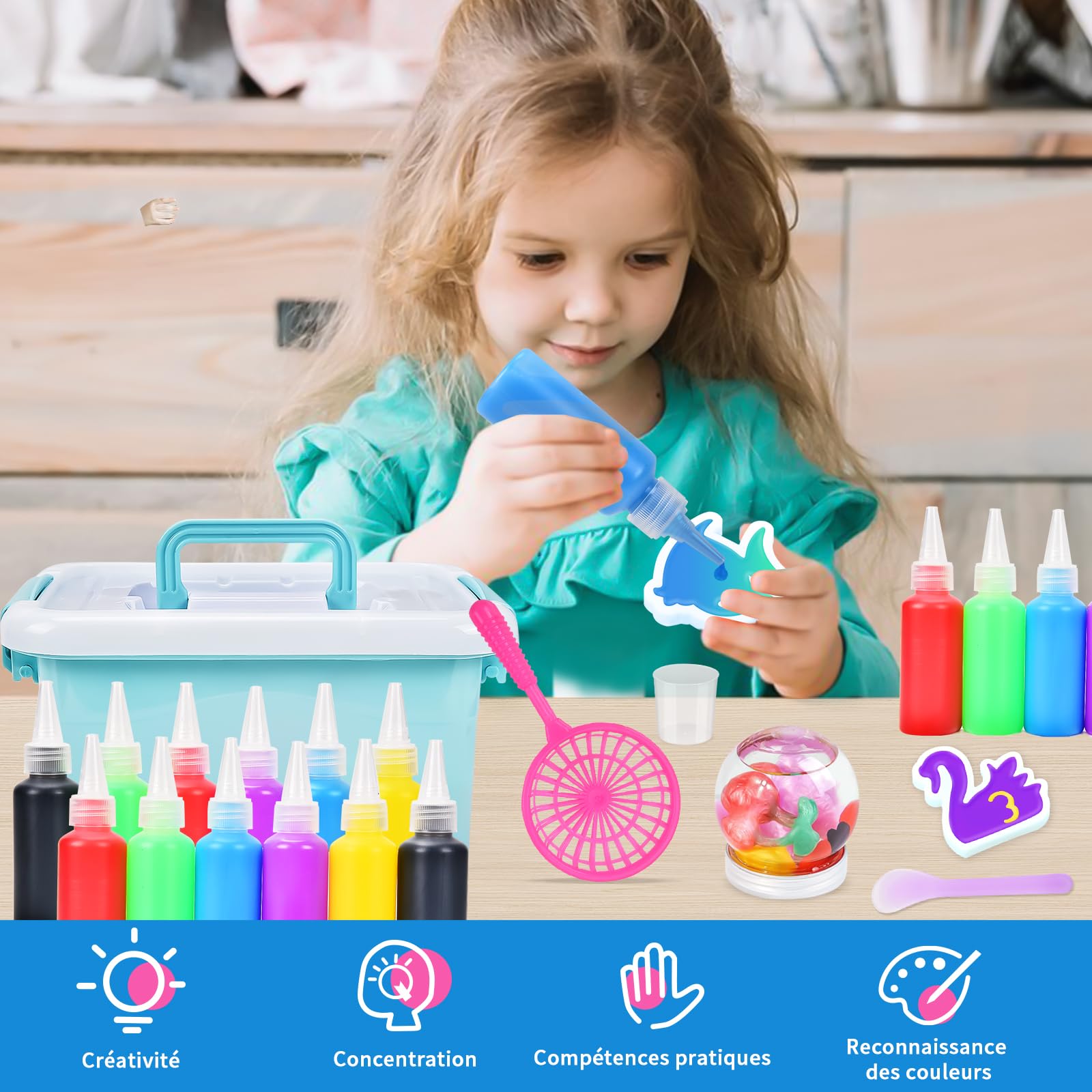 IWTBNOA – Gels Magiques 3D Créatifs – Kit Elfe De L’eau Avec 12 Moules Et 8 Couleurs – DIY Enfants