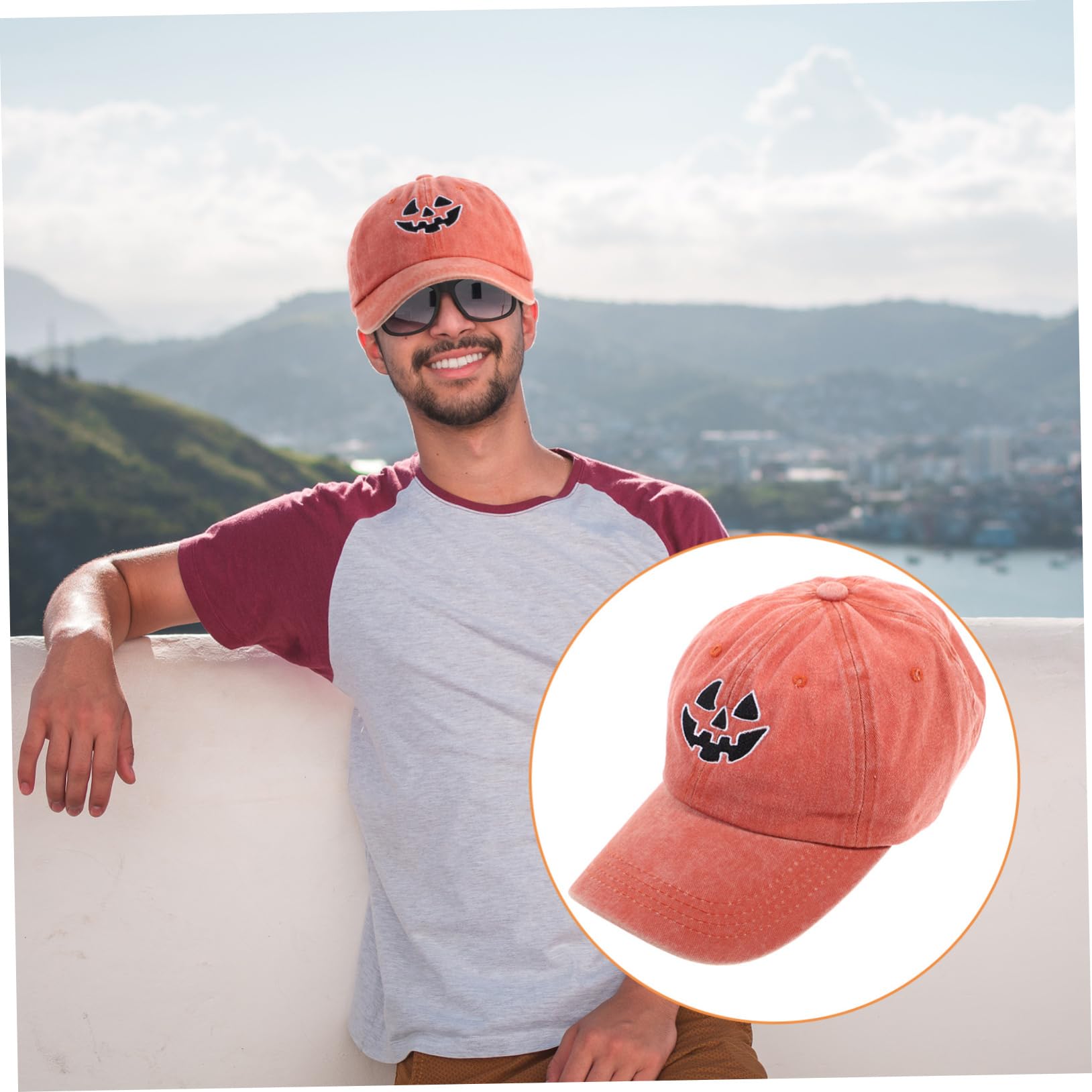 Ipetboom 4piezas Gorra De Béisbol Bordada De Halloween y Lavable Sombrero De Protección Solar para Hombres y Mujeres Naranja