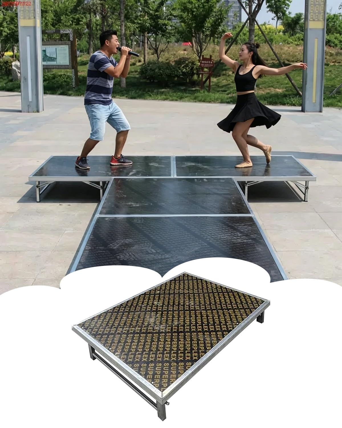 Elitix Outdoor Stage Deck for Backyard Events, Folding Modular Stage Performances for Band Entertainment, Wedding Event Mini Stage(H 30cm (11 3/4in))