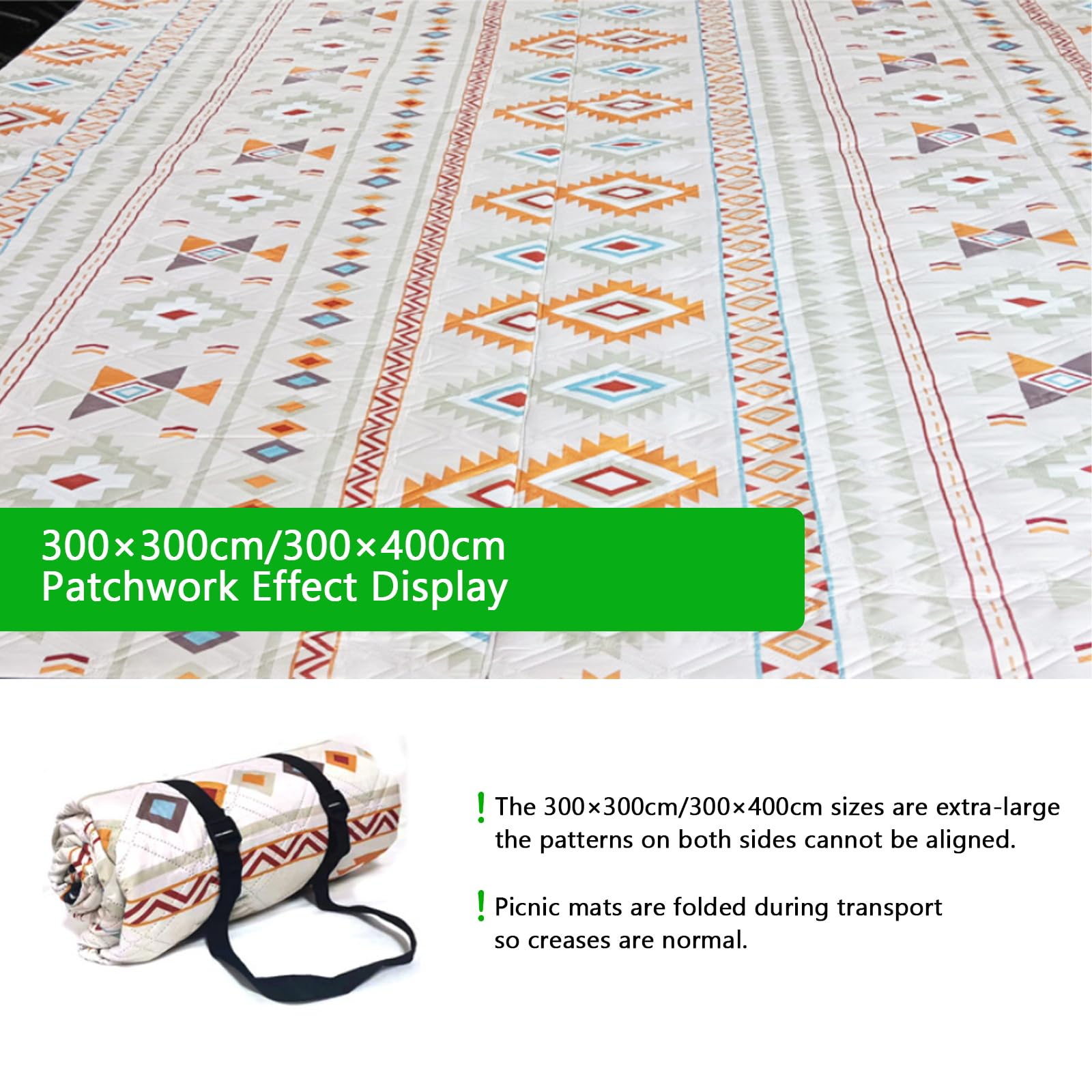 Billg Coperta Da Picnic, 300 X 400 Cm Coperta Da Spiaggia, Coperta Pic Nic Stile Etnico, Portatile Tappeto Da Spiaggia, Tappeto Gioco Per Esterno, Impermeabile, Con Manici, Lavabile. (L, 150×200cm)