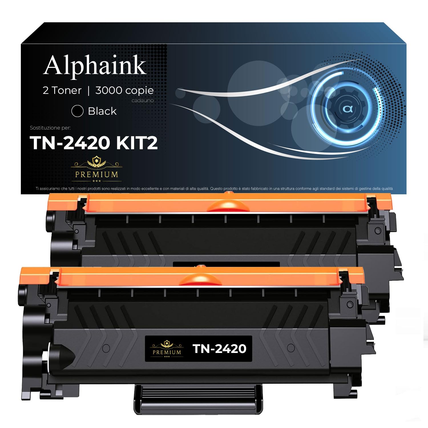 alphaink 2 Toner Compatibili con Brother TN2420 TN-2420 TN2410 per MFC L2710DW L2710DN L2730DW L2750DW HL-L23210D L2350DW L2370DN L2375DW DCP-L2510D L2530DW L2550DN (2 Nero)