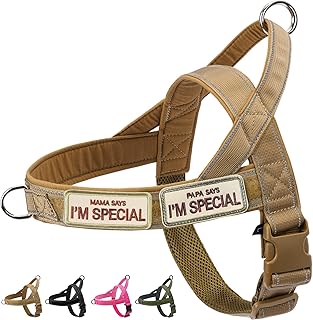 Eeyfarog No Pull Hundegeschirr für kleine mittelgroße Hunde, reflektierend ausbruchsicher verstellbar ohne Zug, Hundegeschirr (Braun, M) product image