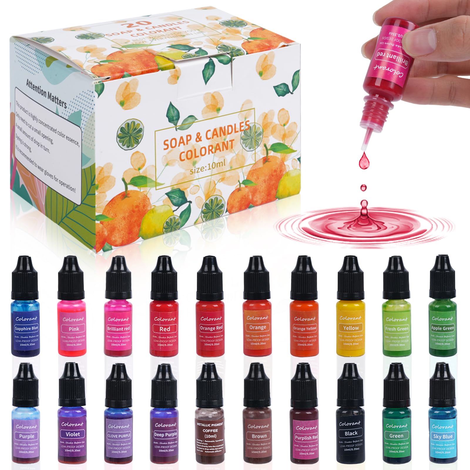 BLESTALIDO 20 Vibrant Colors Candle Dye - Highly Concentrated Liquid Candle Colorant for Soy Wax