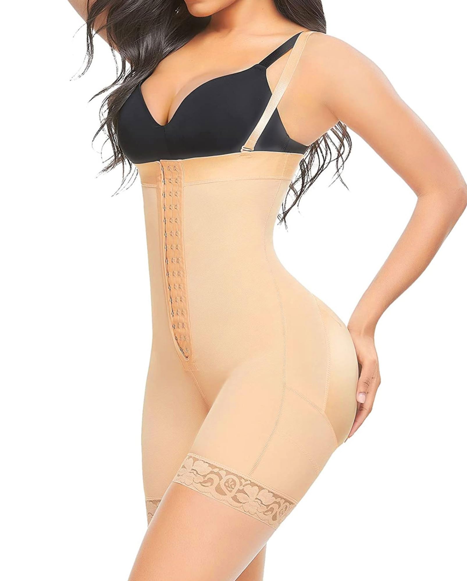 Faja Moldeadora para Mujer, Control de Abdomen, Talla Grande, Moldeadora posparto, Levanta glúteos con Cremallera en la Entrepierna (Beige, Talla Extra pequeña)