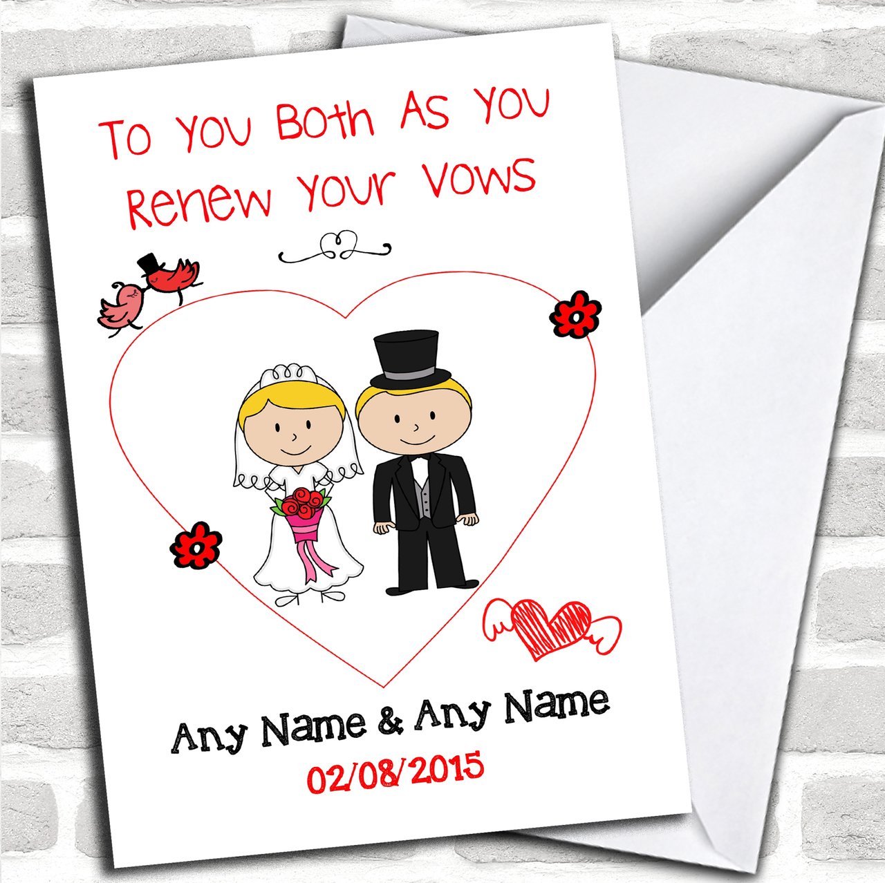 Cute Doodle Blonde Couple Customised Renewal of Vows Greetings Card- Wedding Day Cards/Renewal of Vows | Wedding Card | Renewal of Vows