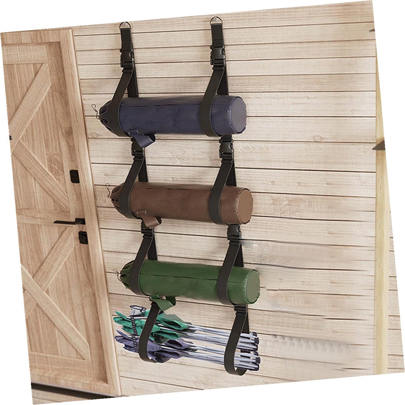 Adjustable Wall-mount Storage Strap 2pcs Garage Storage Rack with Buckles Heavy-duty Hanging Wall Strap for Garage and Workshop Organization