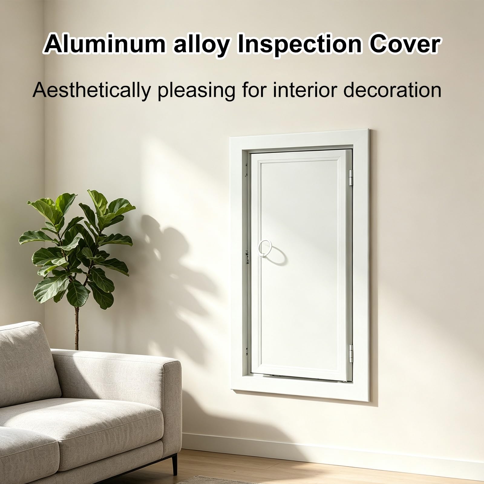 Klapa Rewizyjna Aluminium do Ściany z Pierścieniem | Stop Aluminium, Drzwiczki Techniczne Sufit Ściana, Łatwy Dostęp, Instalacje Rur, Białe Wykończenie(25x60cm/9.8x23.6in)