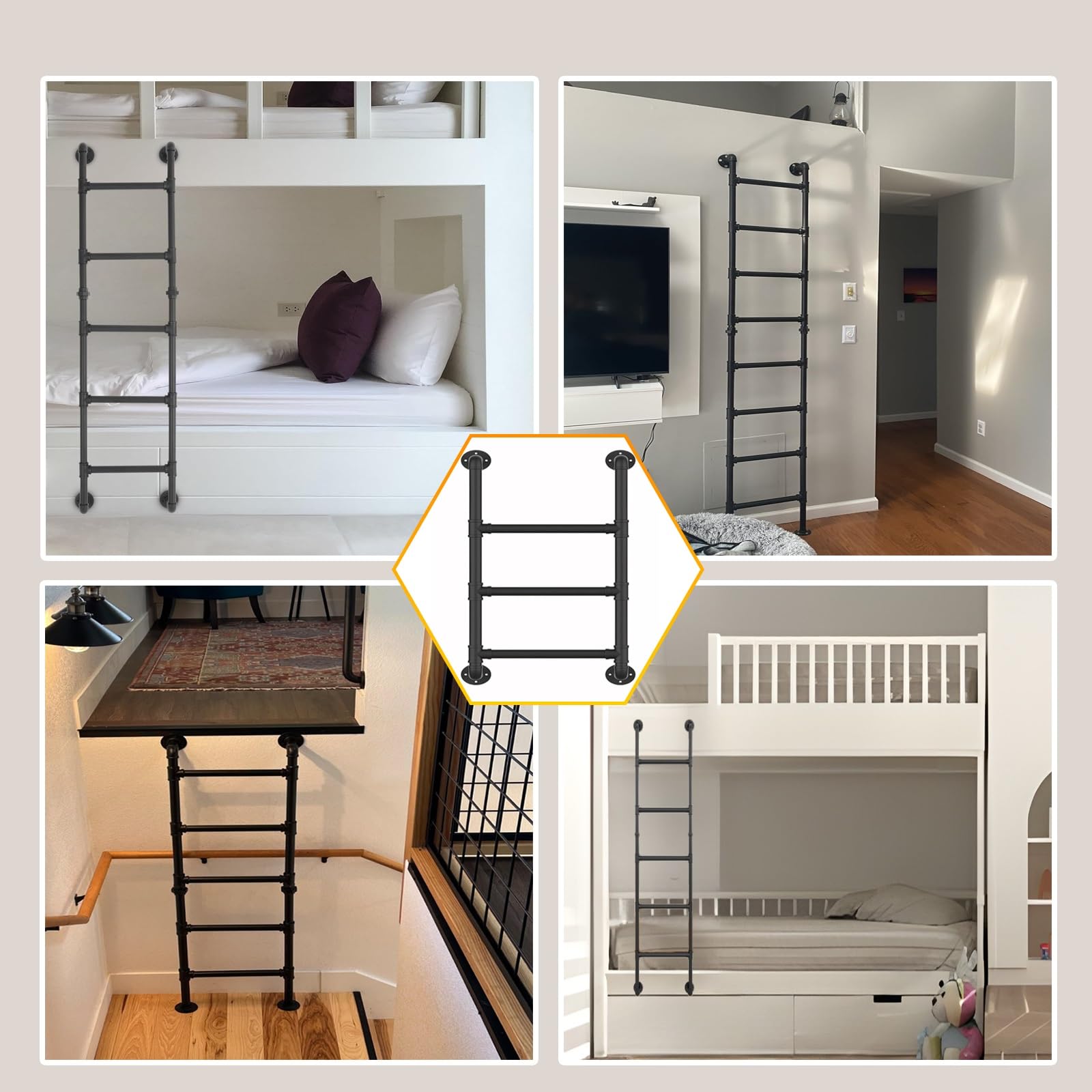 Scale Da Parete Ad Alta Resistenza Ingresso E Uscita Scale per Esterni, Tetti, Garage, Camper, Attici E Librerie(White,226cm/88.8in)