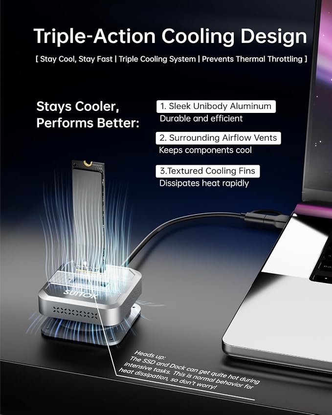 Lector M.2 NVMe SATA con caja de almacenamiento y adaptador USB C miniatura 6