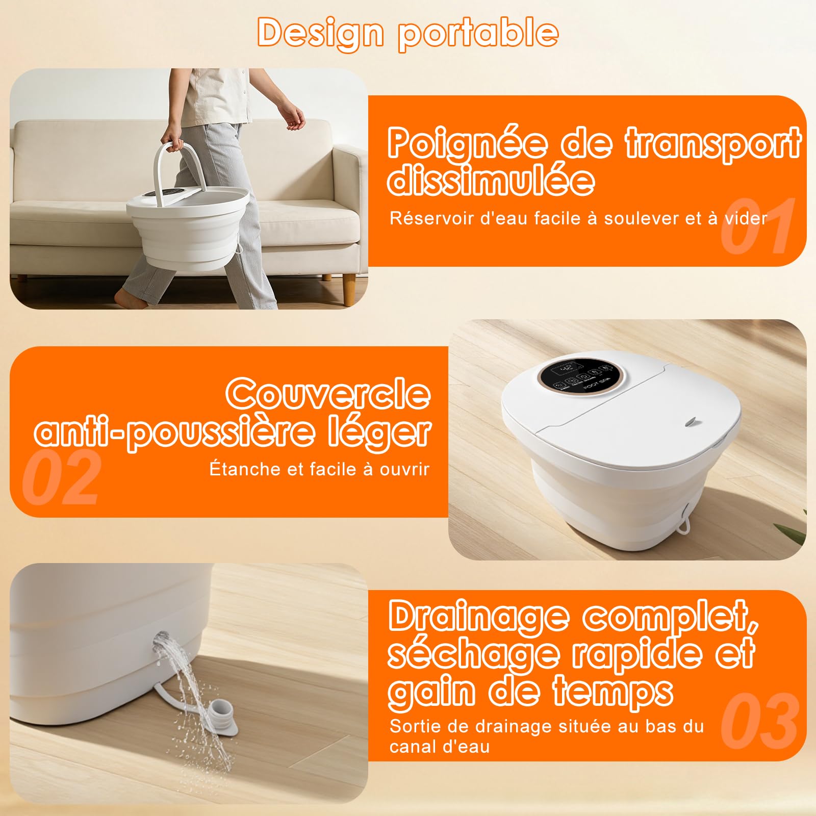 Bain de Pieds Bain de Pied massant Chauffant Bain de Pieds avec Chauffage,Spa Pour Pieds avec Télécommande,24 Température, Pierre Ponce, 6 Minuteries, 6 Rouleaux de Massage Shiatsu,Infrarouge
