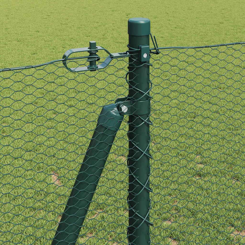 Poteaux de clôture en acier vert 50 x 1,2 m avec grille de 13 mm, kit pour jardin et terrasse, poteaux rectangulaires robustes pour l'extérieur sûr