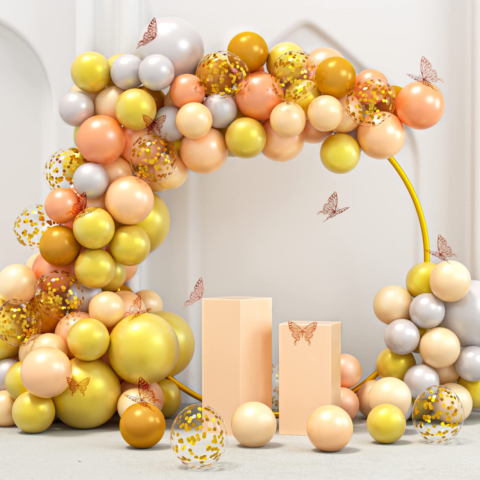 Garma145 Pack Pink Gold Balloons Confetti Balloons Garland Arch Kit