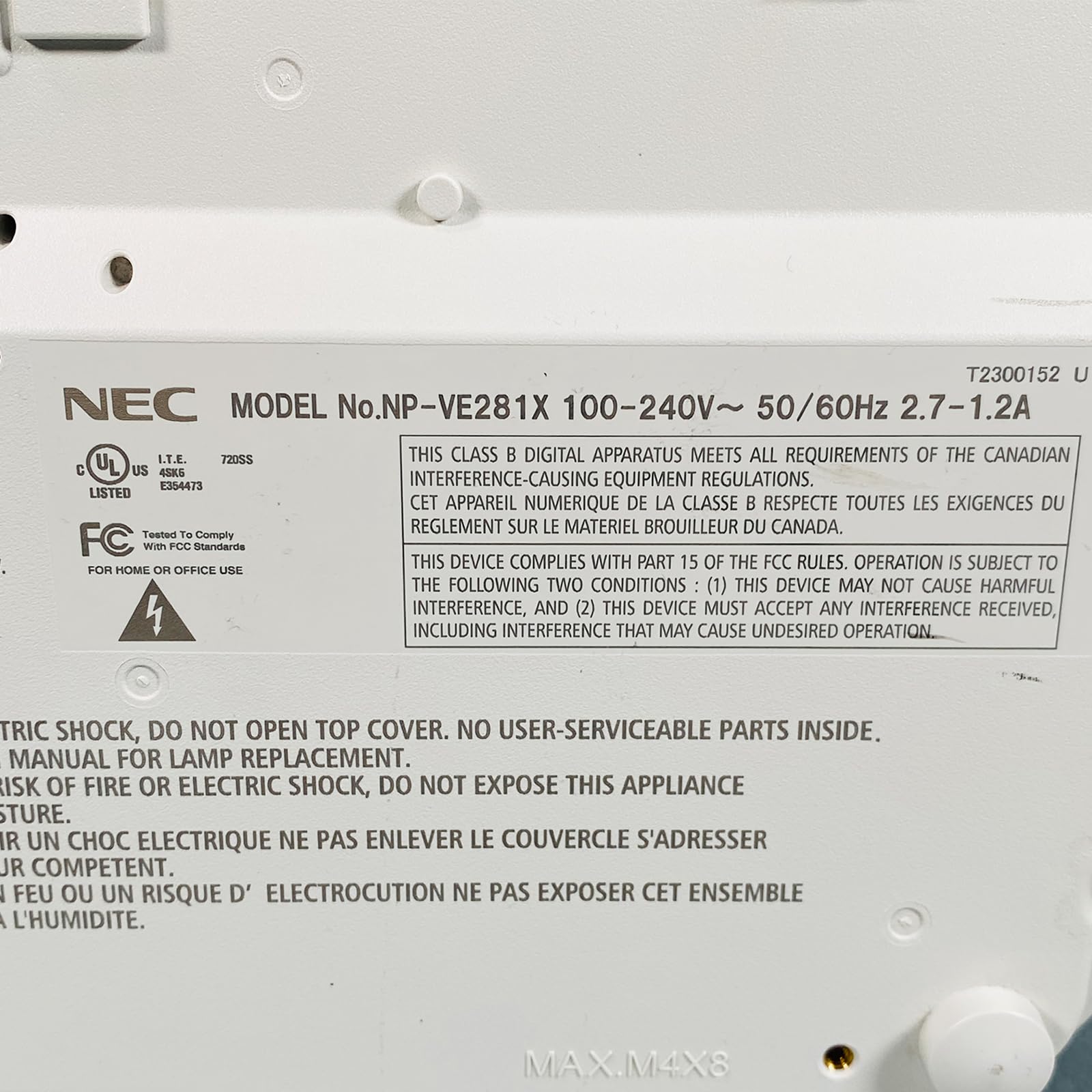 Amazon.com: NEC VE281X DLP Projector 2800 ANSI Home Theater 3D