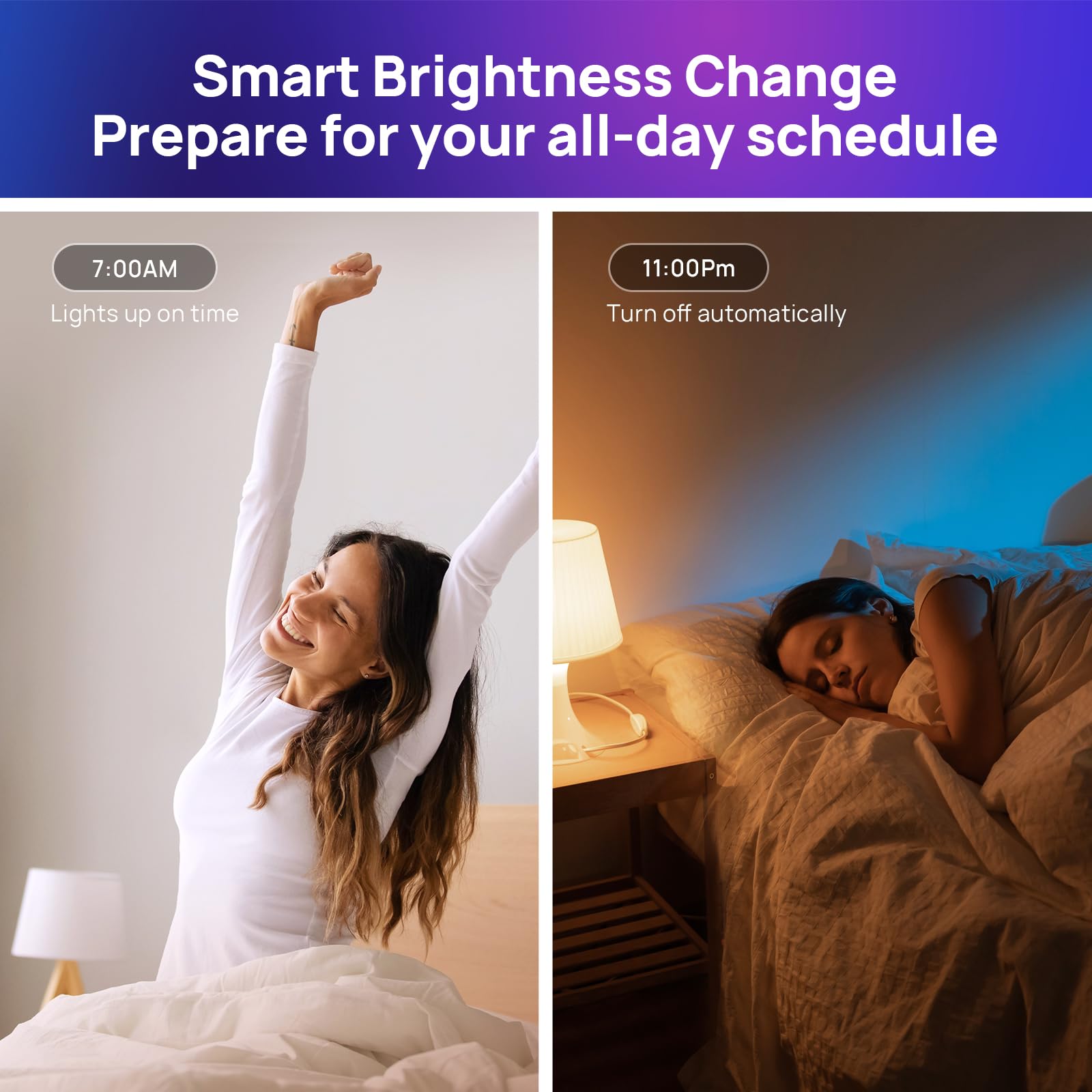 Consciot Smart Bulbs, WiFi-Bluetooth-LED-Glühbirne, Farbwechsel, Musik-Synchronisation, entspricht 60 W, Alexa/Google Home/Apple Home/Siri, 3er-Pack betriebene A19 E26 RGBTW Glühbirnen