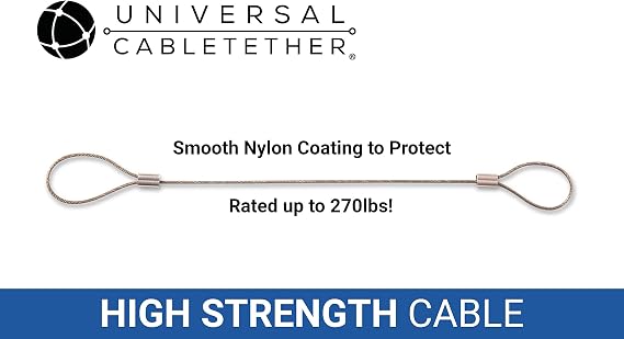 Universal CableTether - Cable Tethers (4 Pack) - Adjustable, Pre-Assembled, Secure Conference Display Adapters, Mac Adapters, VGA Adapters