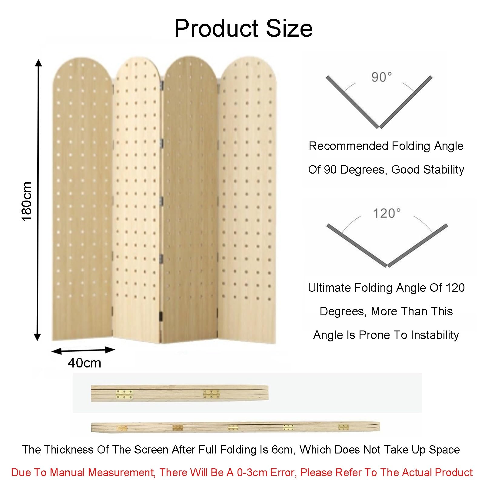 Pegboard-Raumteiler, Raumteilerwand aus Holz mit Stützfüßen, 2/3/4 Paneele, Pegboard-Trennwand, für Schlafzimmer, Basar, Juweliergeschäft (weiß, 180 x 40 cm – 2 Paneele)