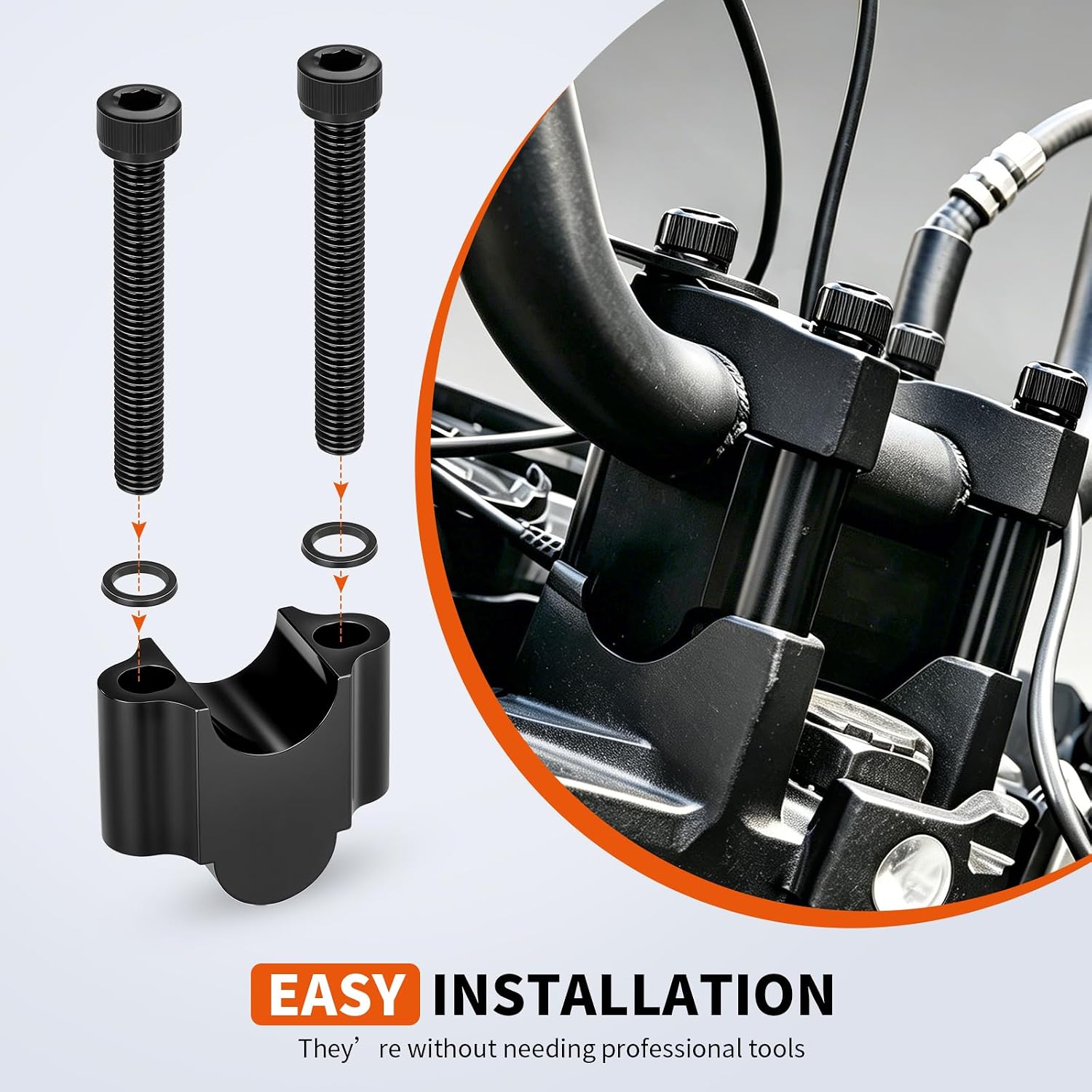 7/8 Inch Handlebar Risers, 30MM Height Heavy Duty Black Handle Bar Risers for Honda for Yamaha for Suzuki for Kawasaki for Can-Am Motorcycle & ATV Dirt Bike