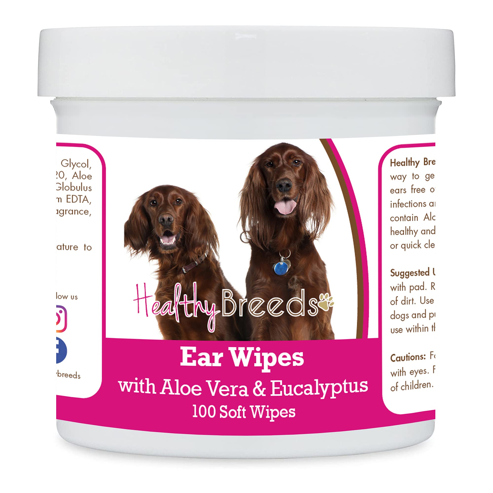 Healthy Breeds Irish Setter Ear Cleaning Wipes with Aloe &amp; Eucalyptus for Dogs 100 Count