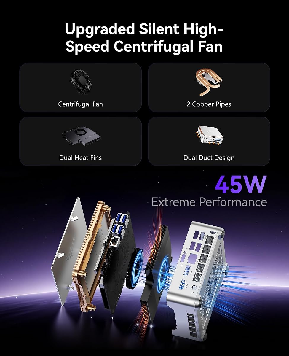 KAMRUI Pinova P2 Small Gaming PC, Core i5-12600H(Beats 1185G7/12450H), 16GB DDR4 512GB SSD Micro PC, 12C/16T,4.5GHz,Triple 4K Display(DP+HDMI+USB-C)/WiFi6/BT5.2 Desktop Computers Home/Office/Business Core i5-12600H/16GB+512GB — view 7