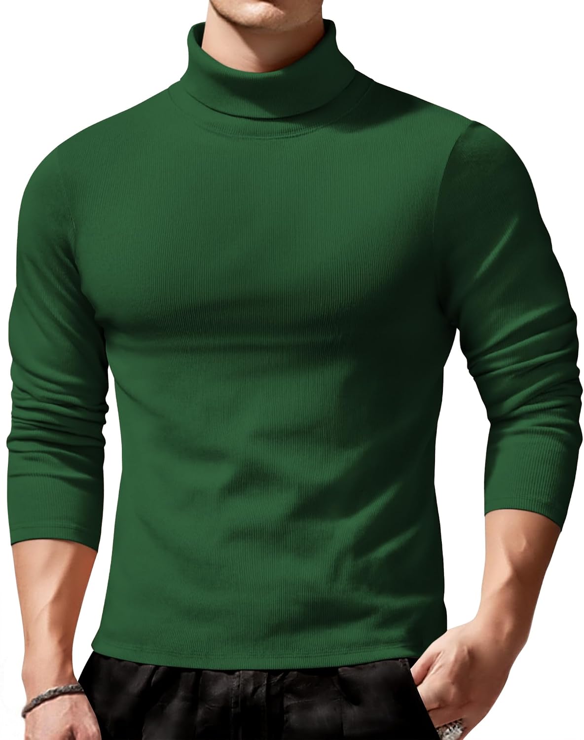 COOFANDY Men's Slim Fit Turtleneck Sweater Long Sleeve Ribbed Turtle Neck Casual Lightweight Basic Pullover Sweaters