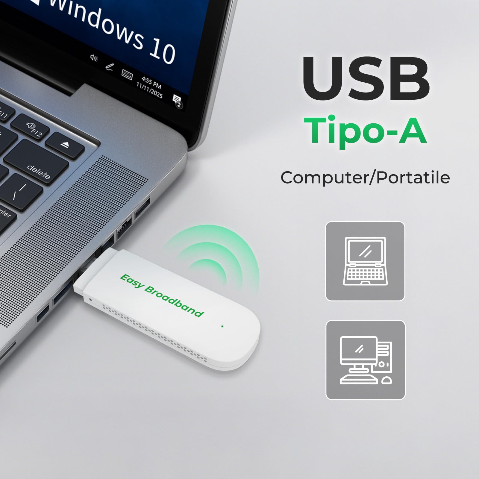 Internet mobile 4G LTE Surfstick con WiFi 6, 150 Mbit/s, USB Dongle WLAN Hotspot per computer portatile/PC, Plug & Play, SIM preinstallata