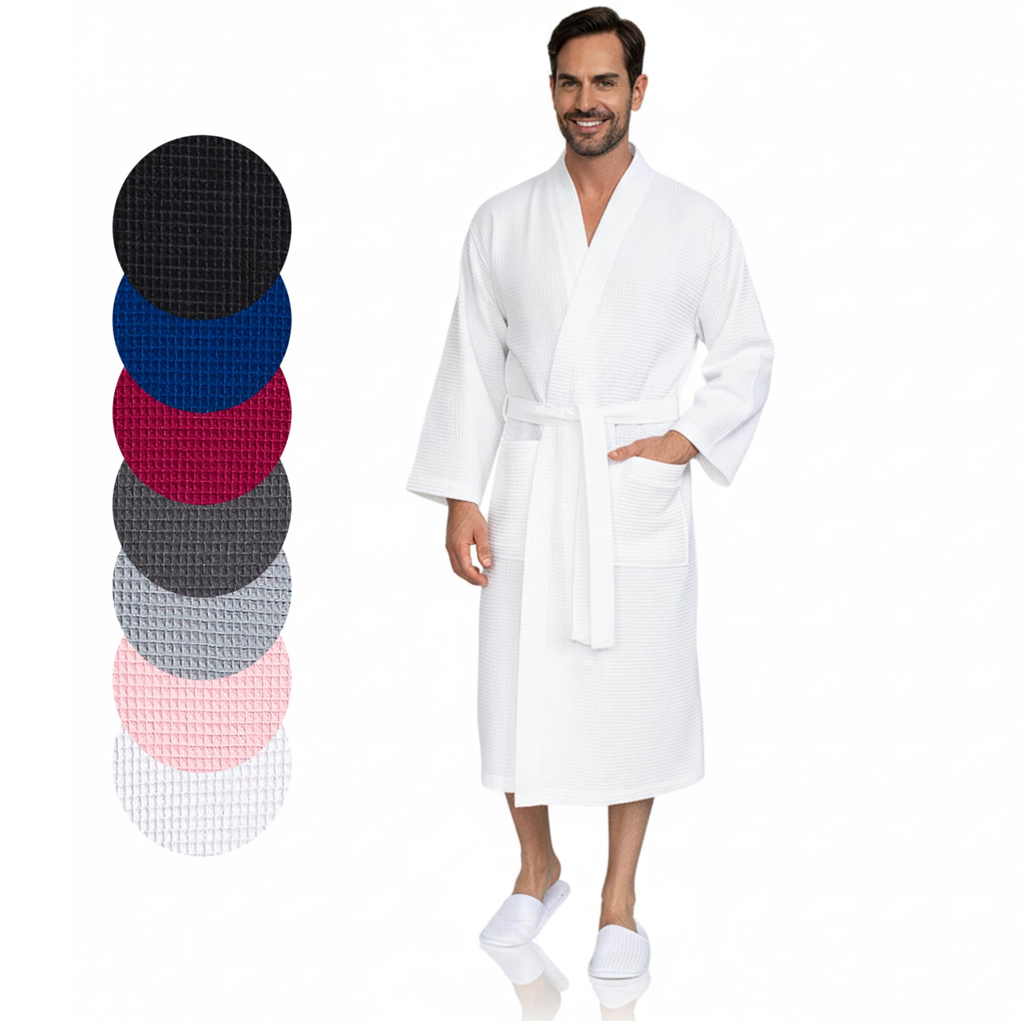 Lotus Linen Men’s Waffle Weave Cotton Bathrobe – Personalized Robes