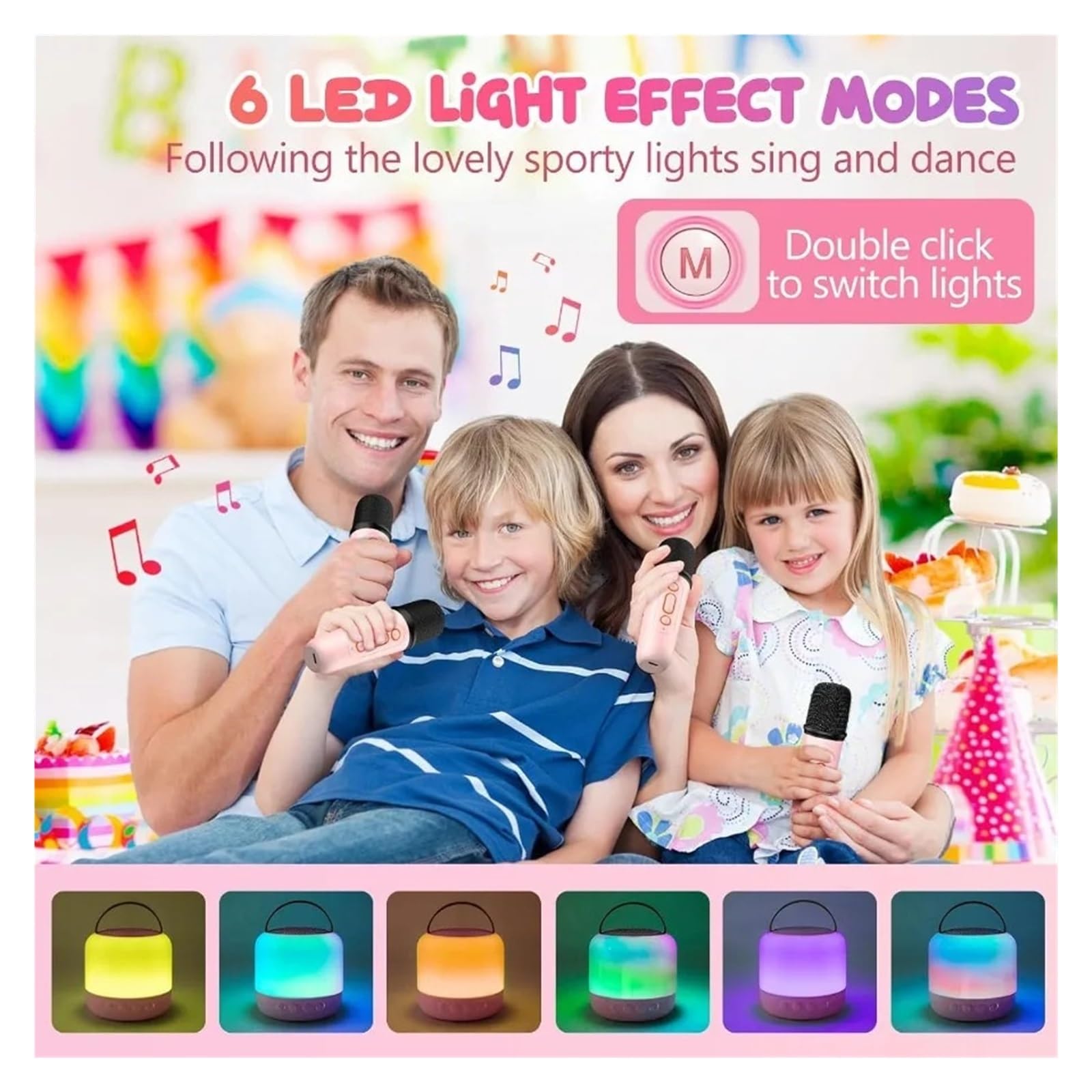 Mini Sprzęt Do Karaoke Z 2 Mikrofonami Bezprzewodowymi Przenośny Głośnik Bluetooth, Prezenty Urodzinowe I Świąteczne Dla Dzieci, Dziewcząt Chłopców Uniwersalna Kompatybilność