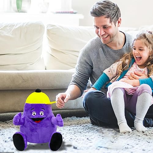 Miniatura 4 de Grimace - Peluche de 10 pulgadas para fanáticos, sombrero amarillo, muñeco de peluche lindo y suave para niños y adultos (A-morado)