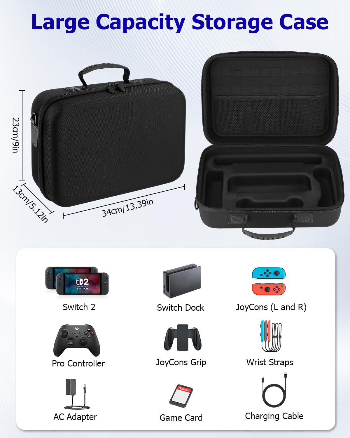 Funda Compatible con Nintendo Switch 2 2025, Estuche Protector Transporte con 24 Cartuchos de Juego, Funda para Switch 2 Switch 2 y Accesorios