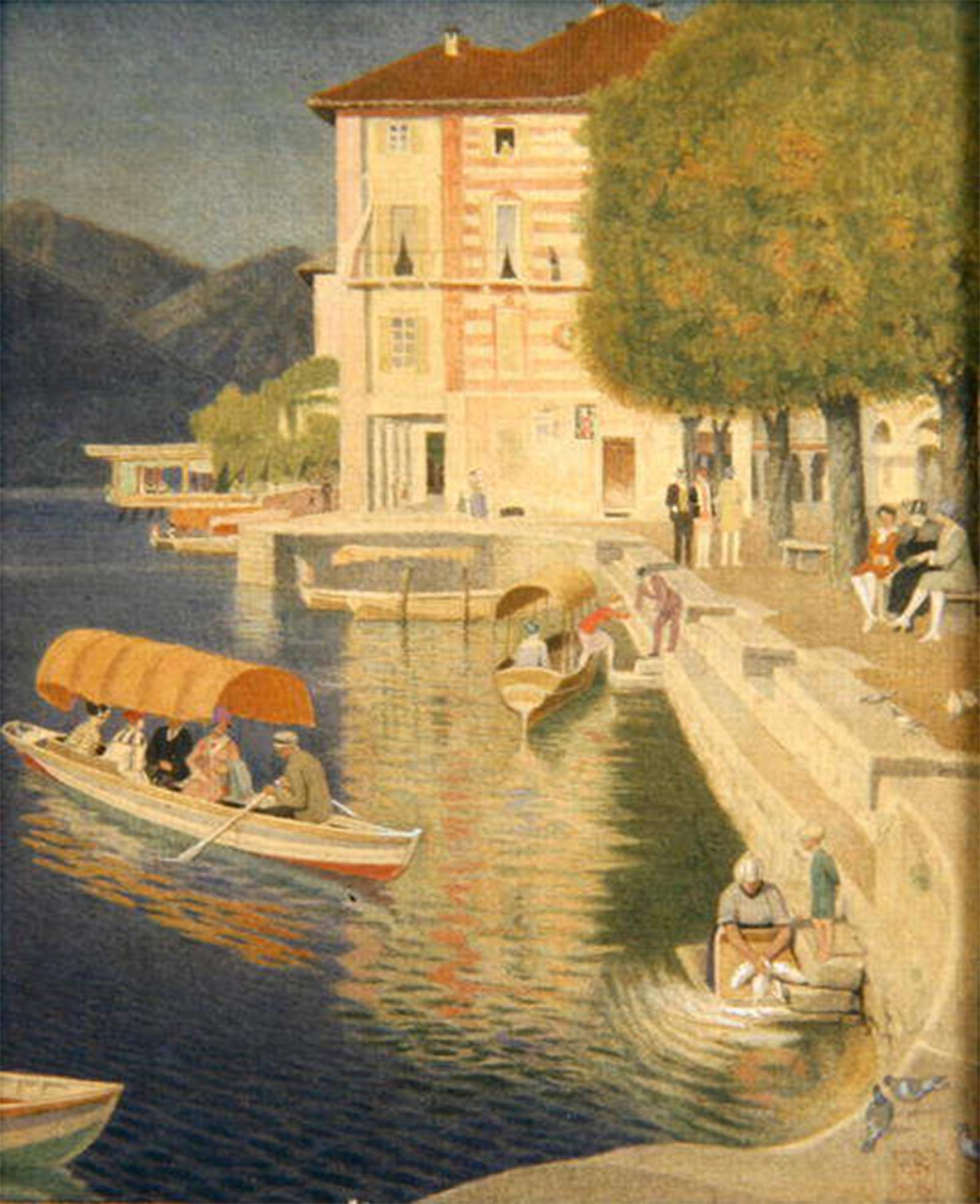 POSTERIIk Vintage Art Print Images Pictures Print the Quay Orta by Edward Southall Modern Colour Posters for Office Home Decor 60x90cm